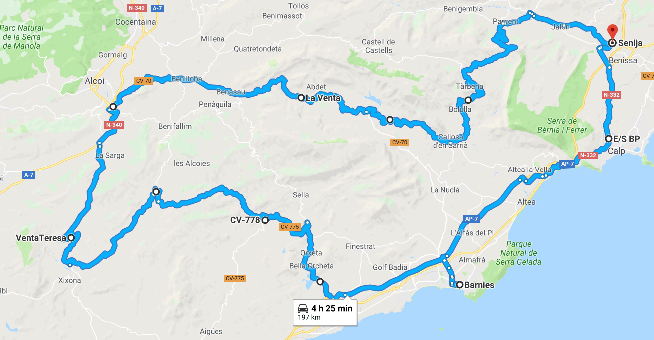 Costa Blanca Biking Route.
